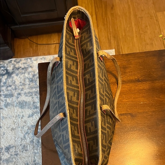 Authentic Fendi Brown/Black Zucca Logo Canvas Tote - Picture 6 of 16